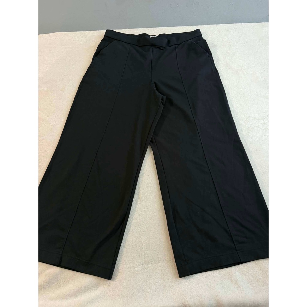 Lee Workwear  Womens XXL Black Pants Wide Leg High Rise Stretch Seam Detail
